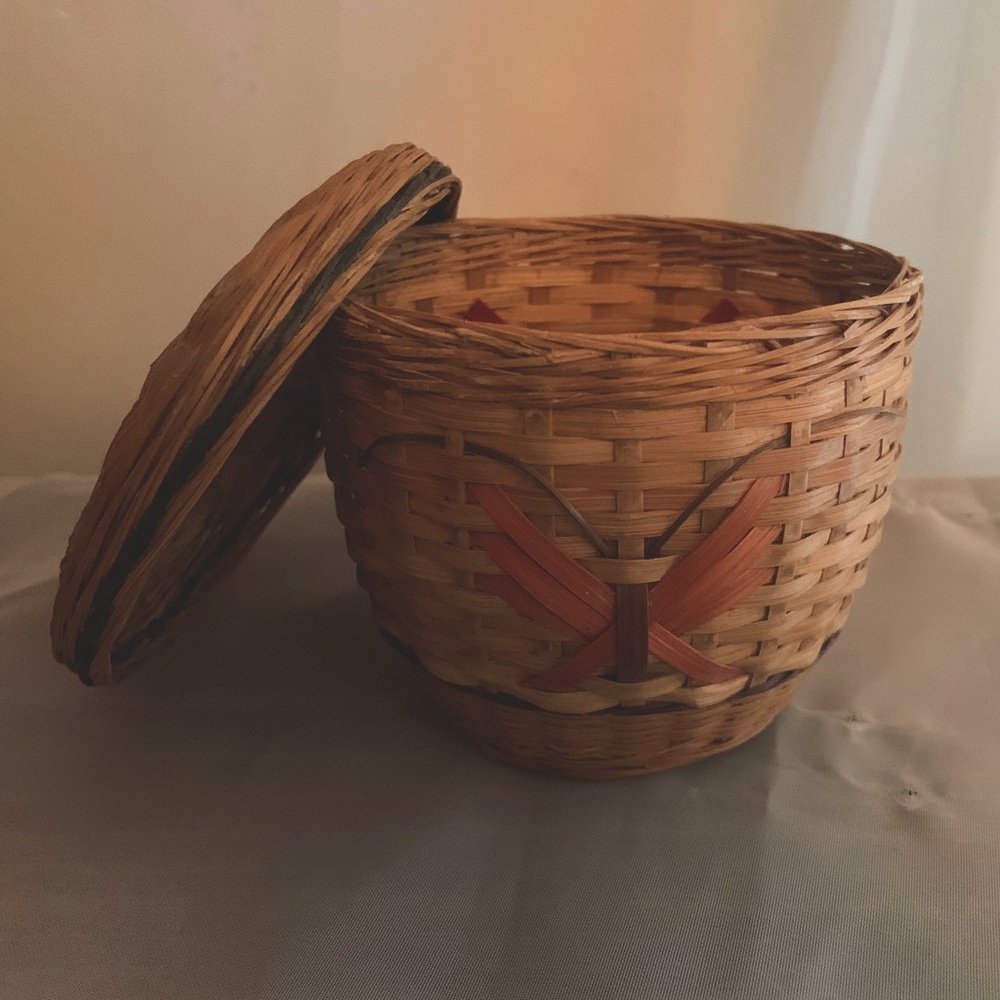 Vintage Boho Butterfly Wicker Basket With Lid